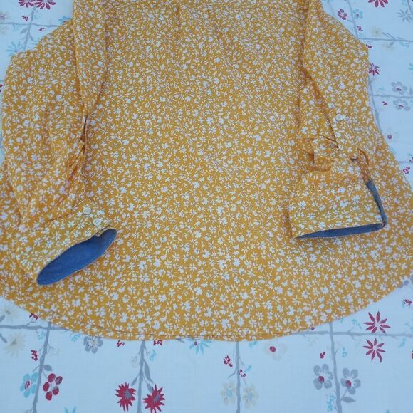 St. John'sBayPXXYellowRoll-tab LngslButtonUp 100%CottonFloralPrint Women'sShirt. - Picture 8 of 9